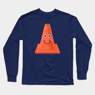 Cute smiling orange traffic cone Long Sleeve T-Shirt